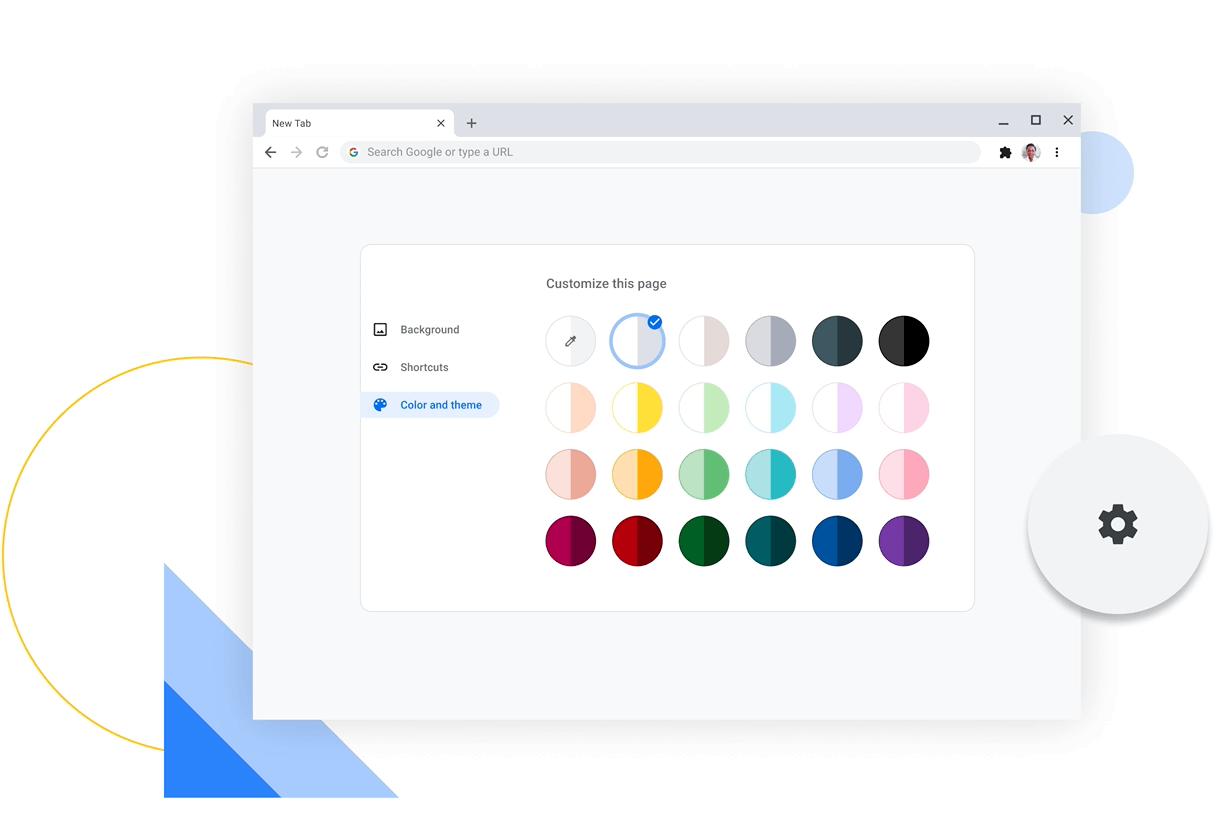 Image of the Chrome color and theme customization window.