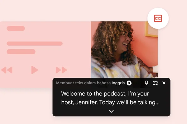 Contoh teks otomatis dalam bahasa Inggris untuk sebuah podcast.