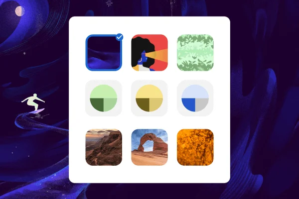  The icon displays 9 different themes. After the user clicks the corresponding theme, the background image will change accordingly.